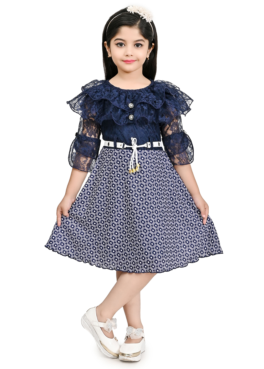 Girls Knee Length Festive Dress