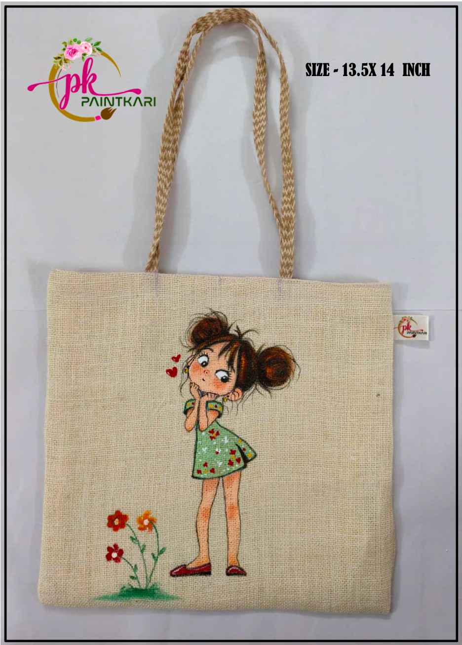 Handpainted Tote Jute Bag