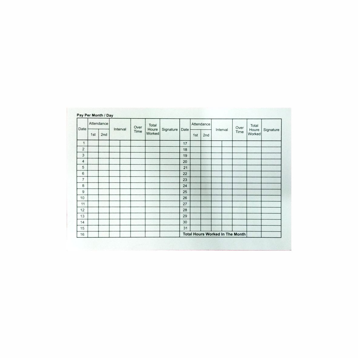 Attendance Cards