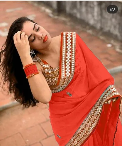 Mirror Work Saree
