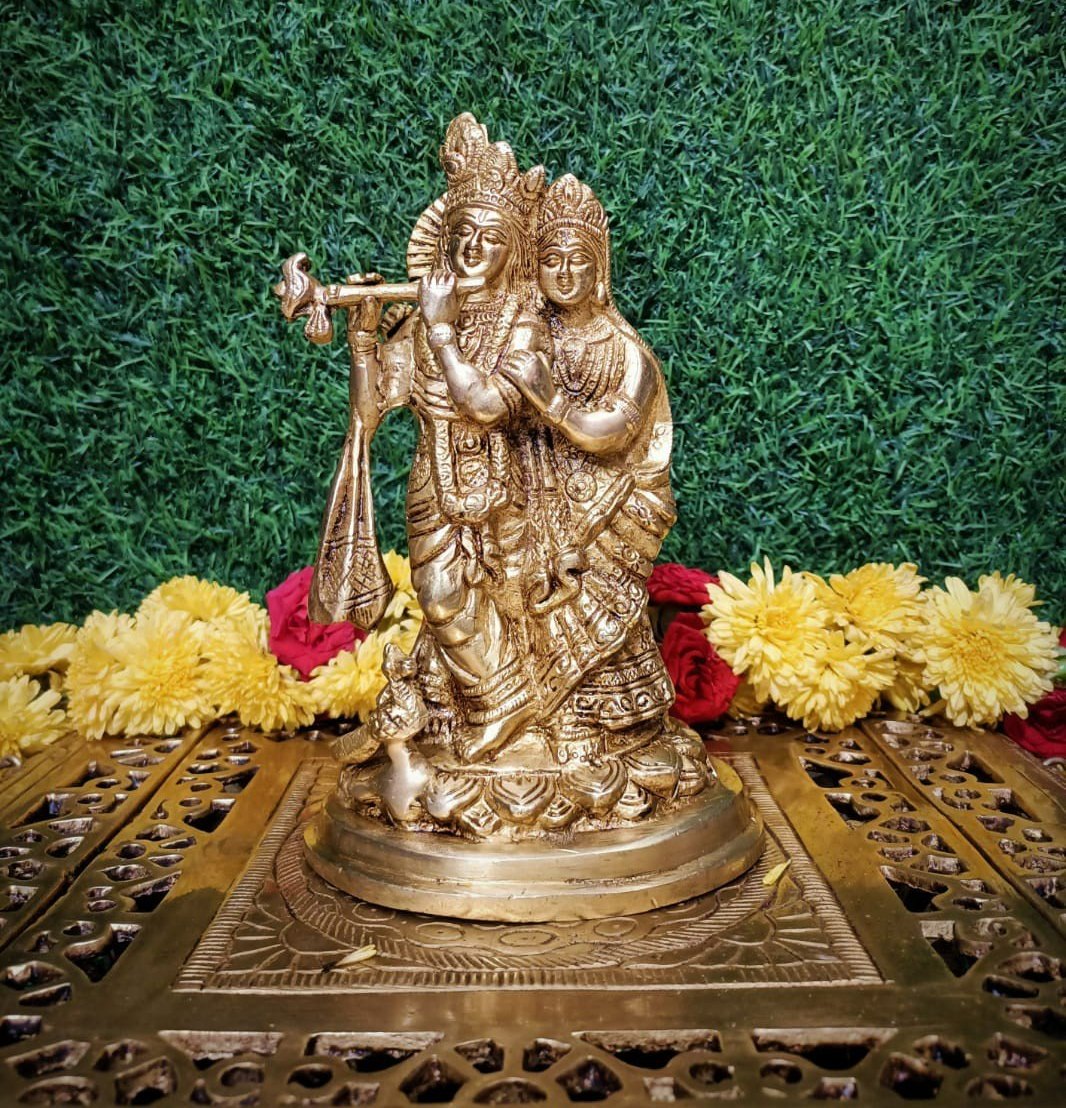 Brass Radha Krishna Statue