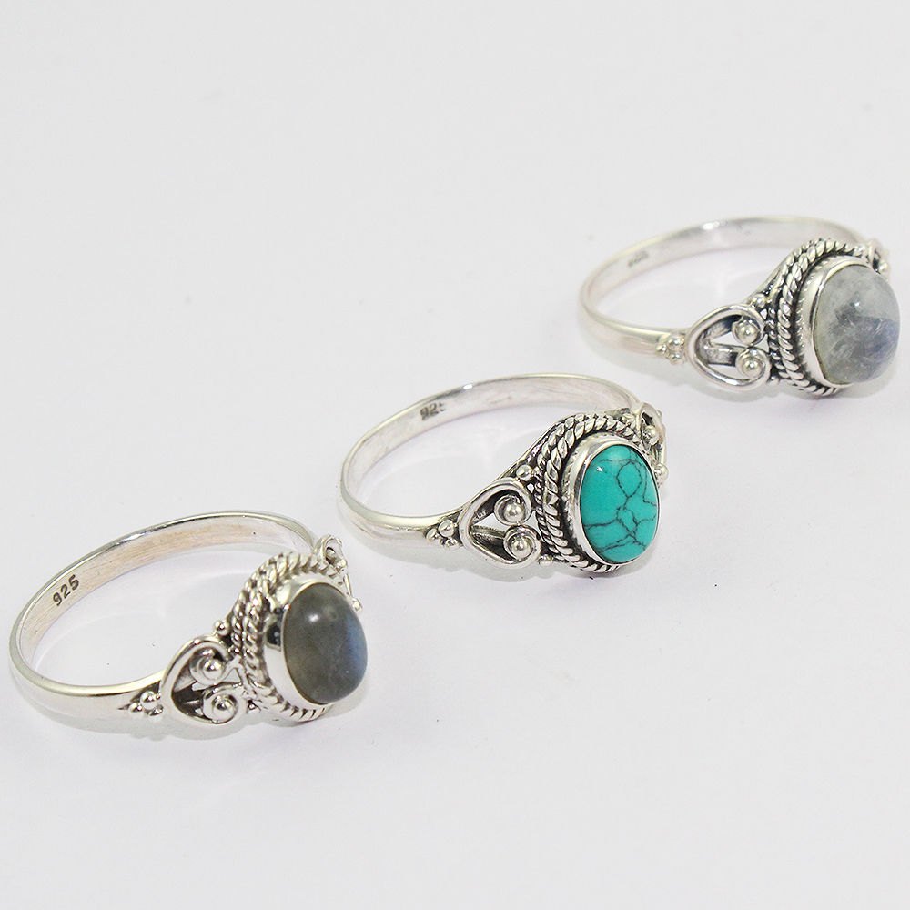 Silver Gemstone Rings