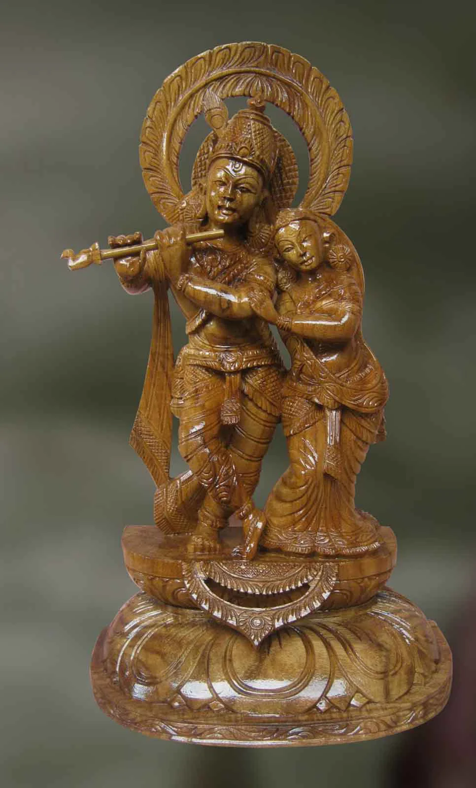 Wooden Radha Krishna Statue