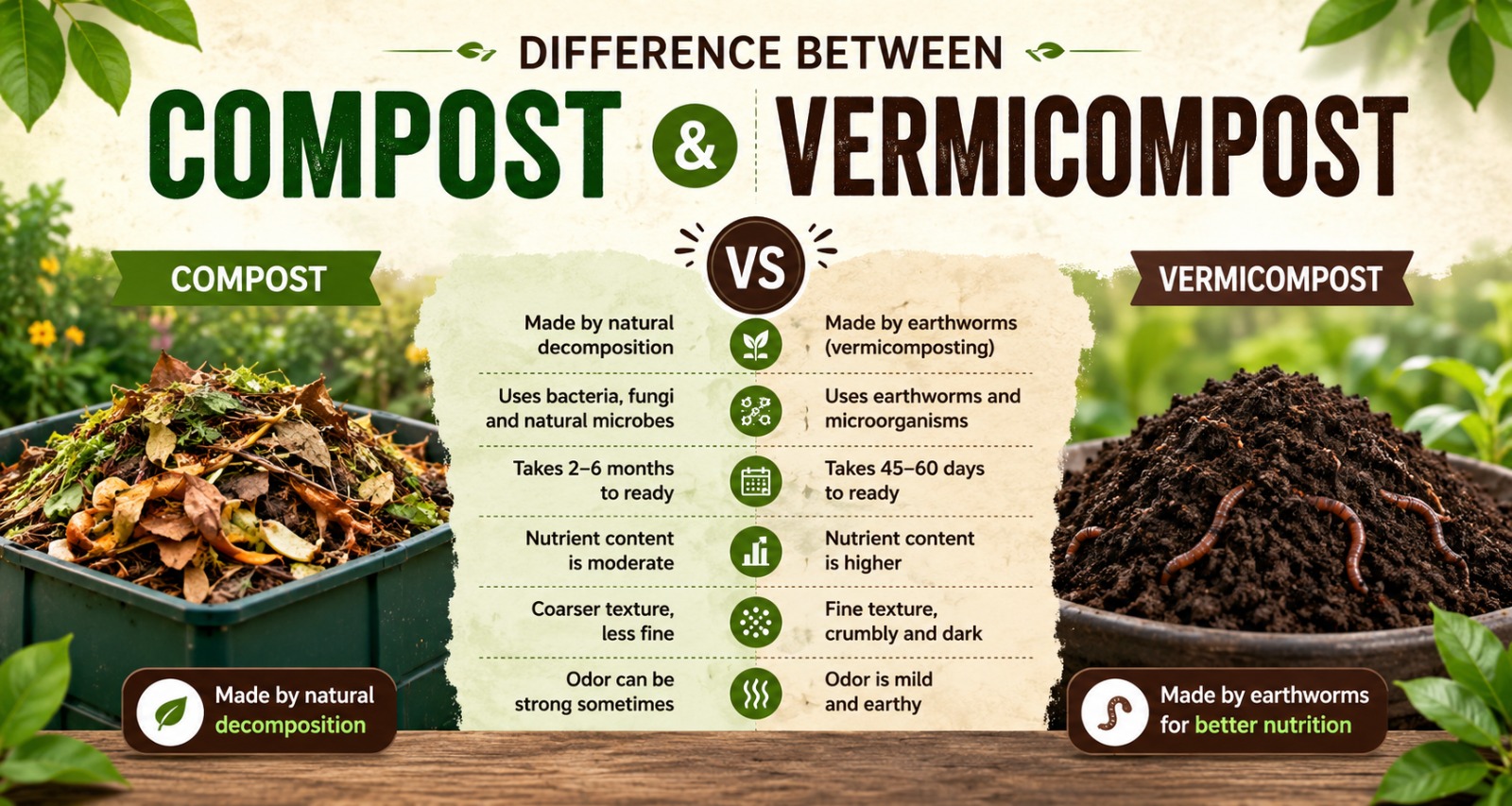 Difference Between Compost and Vermicompost